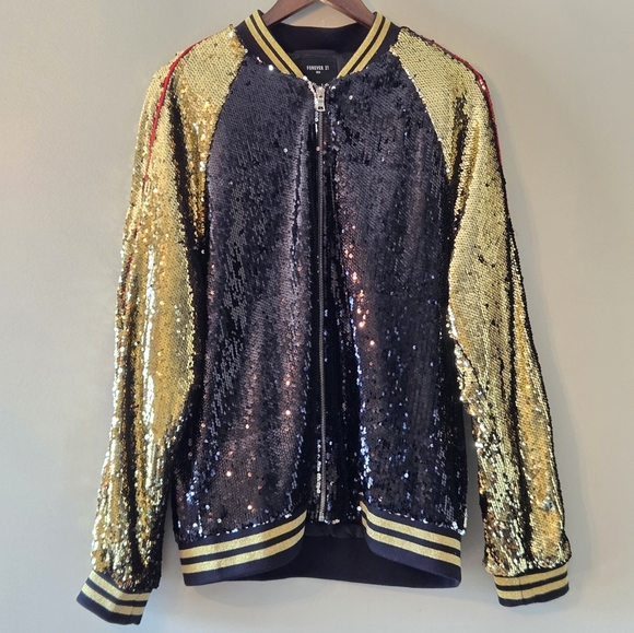 Forever21 Rare Vintage Style Unisex Sequin Boho Casual Festival Jacket Sz Large - Picture 8 of 13